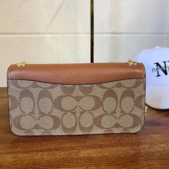 Coach CF475 Morgan Crossbody In Colorblock Signature Canvas In Gold/Khaki Multi